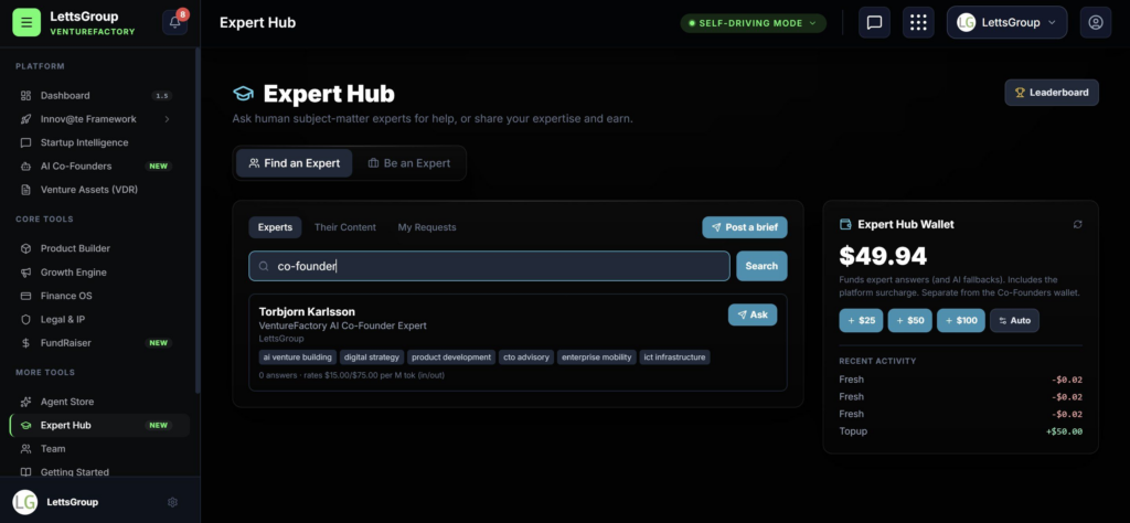 LettsGroup AI VentureFactory - Expert Hub