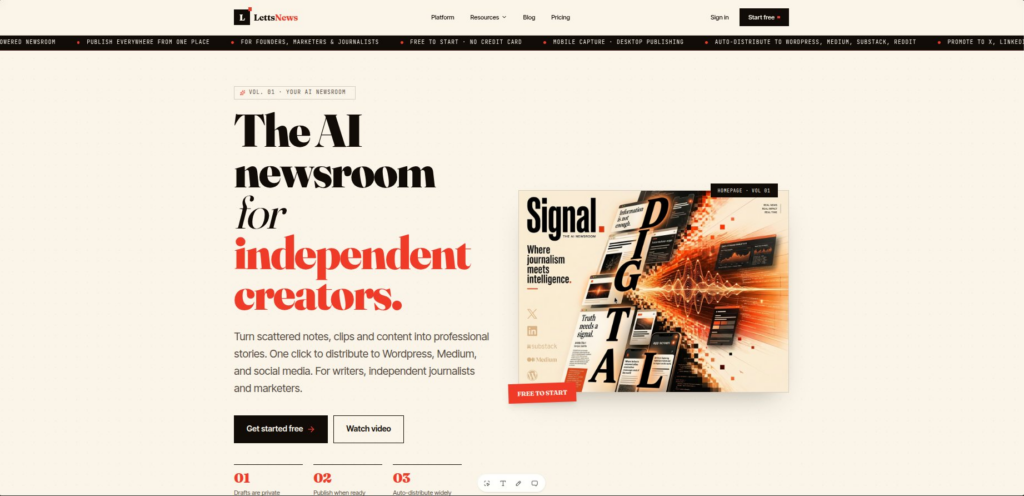 LettsNews – AI Newsroom for Independent Creators