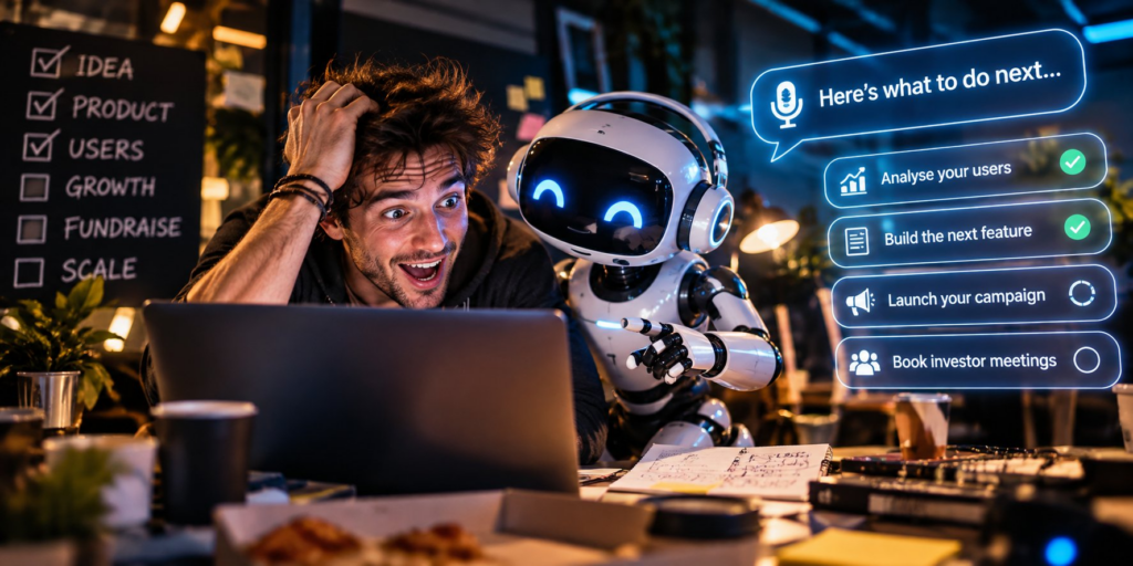 AI Startup Coach Guiding Founder on Next Steps